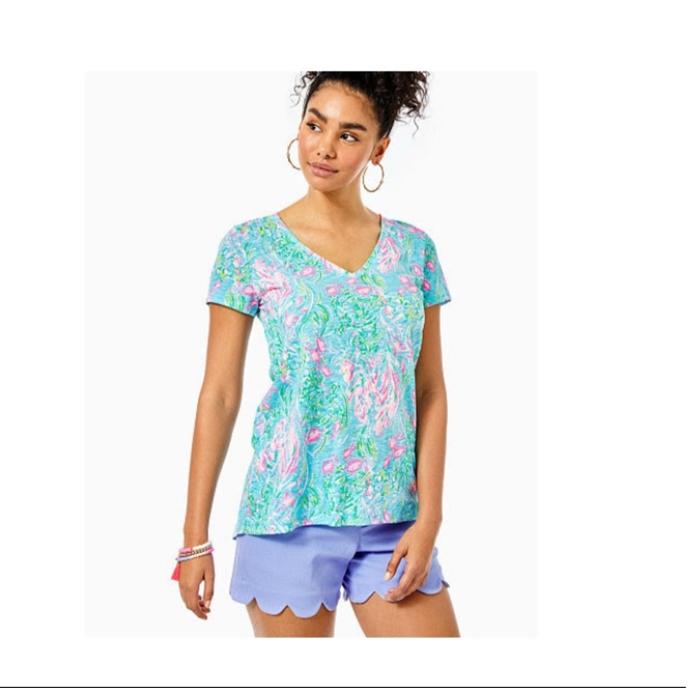 Lilly Pulitzer Size Small Etta Top- Amalfi Blue Best Fishes